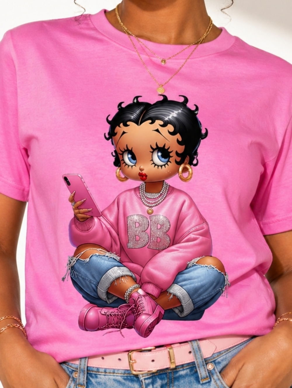 Gildan Pink Betty Boop Graphic Tee  - Azalea Pink
